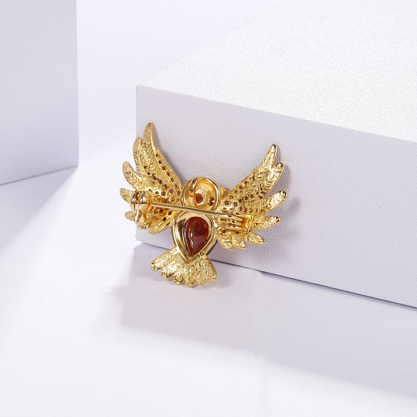 Designer Gemstone Brooch Pendant Owl Design with a Sense of Sophistication925Silver Natural Garnet Necklace Pendant