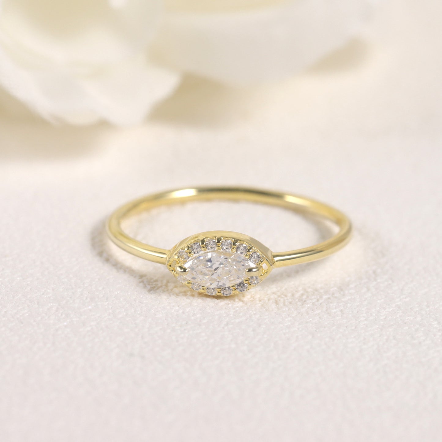 Niche High-End Thin Ring s925Sterling Silver Moissanite Gold Dawn Series Small Ring2024Popular