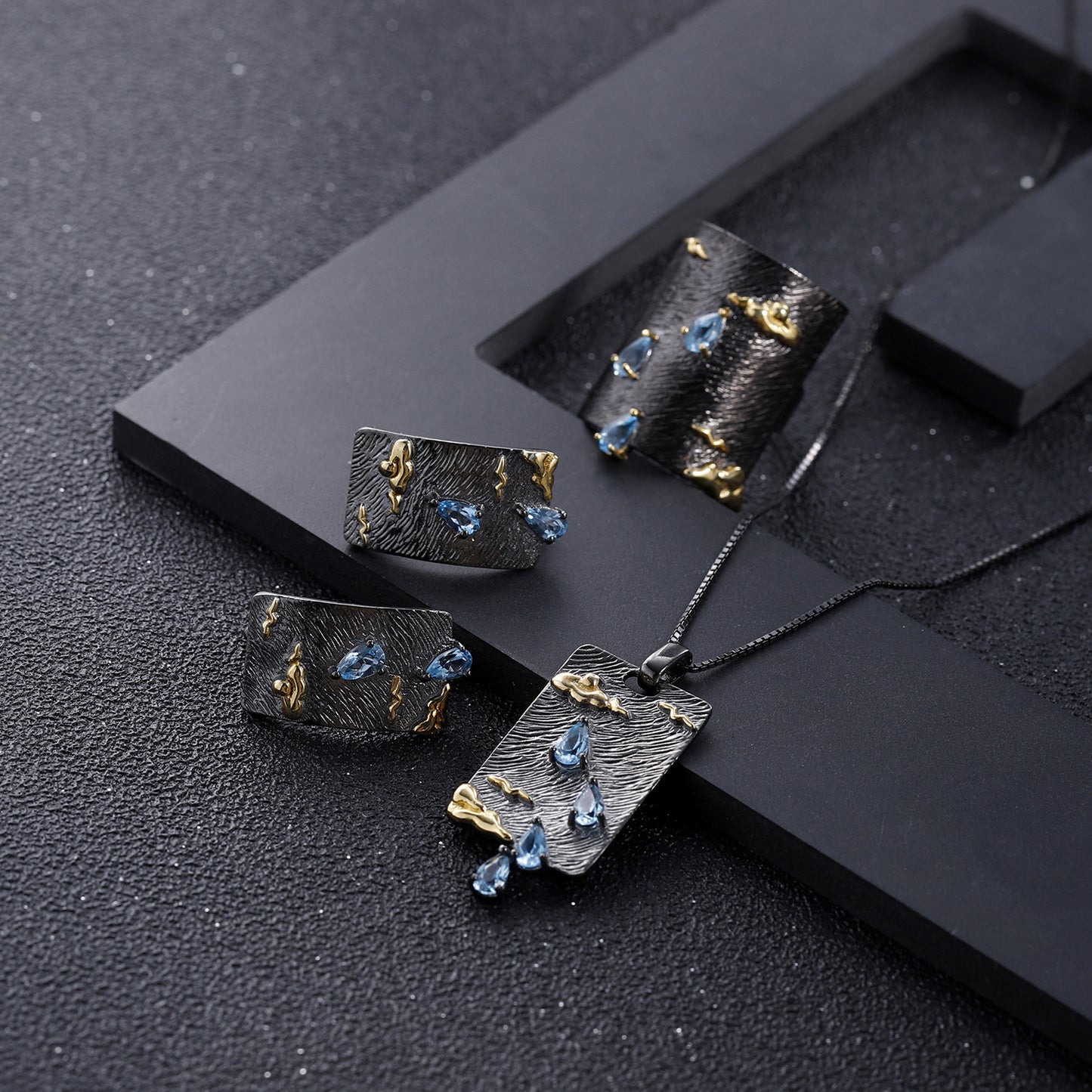 Designer High-End Gemstone Earrings Italian Craftsmanship Retro925Silver Natural Topaz Stud Earrings
