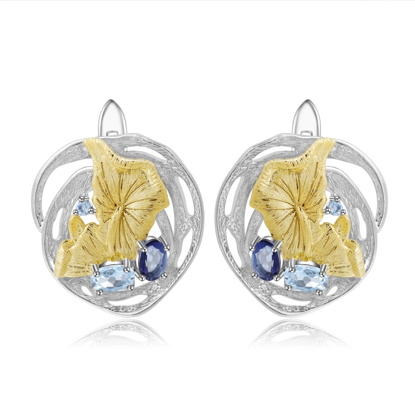 Designer High-End Gemstone Earrings Natural Style Design s925Sterling Silver Natural Gemstone Stud Earrings