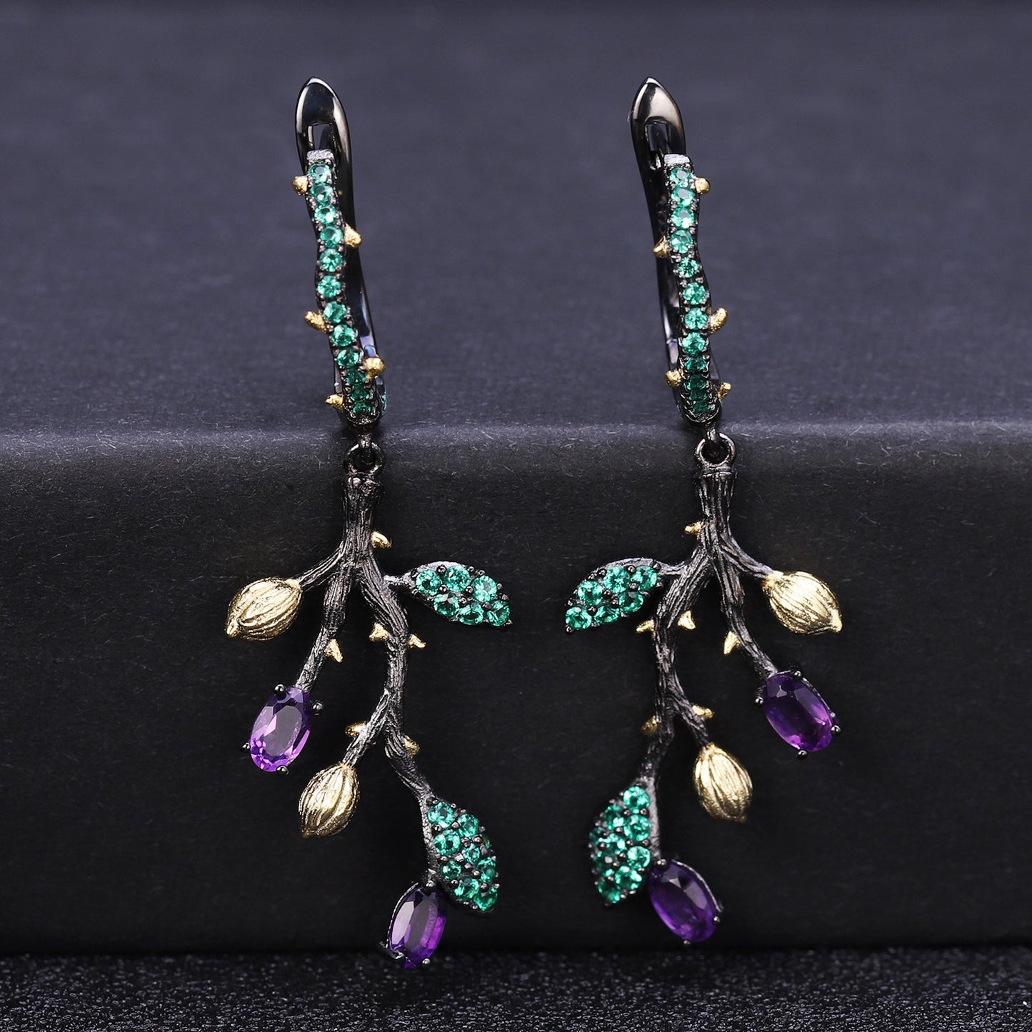 Vintage Natural Style Designer Jewelry Earrings Supply s925Silver Natural Gemstone Earrings