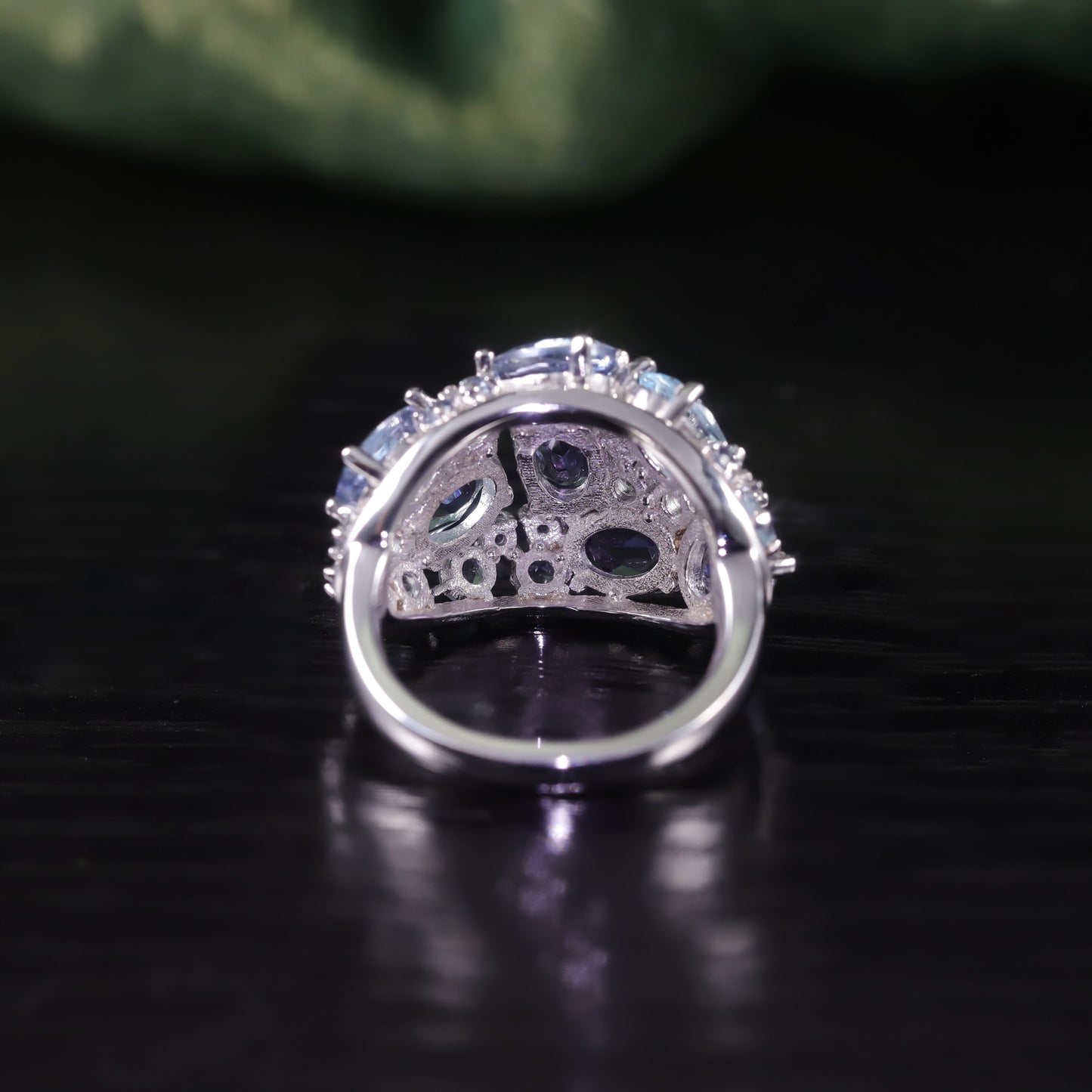 Unique Design Natural Topaz Crystal Ring s925Silver Inlaid Colorful Gemstone Ring Luxury