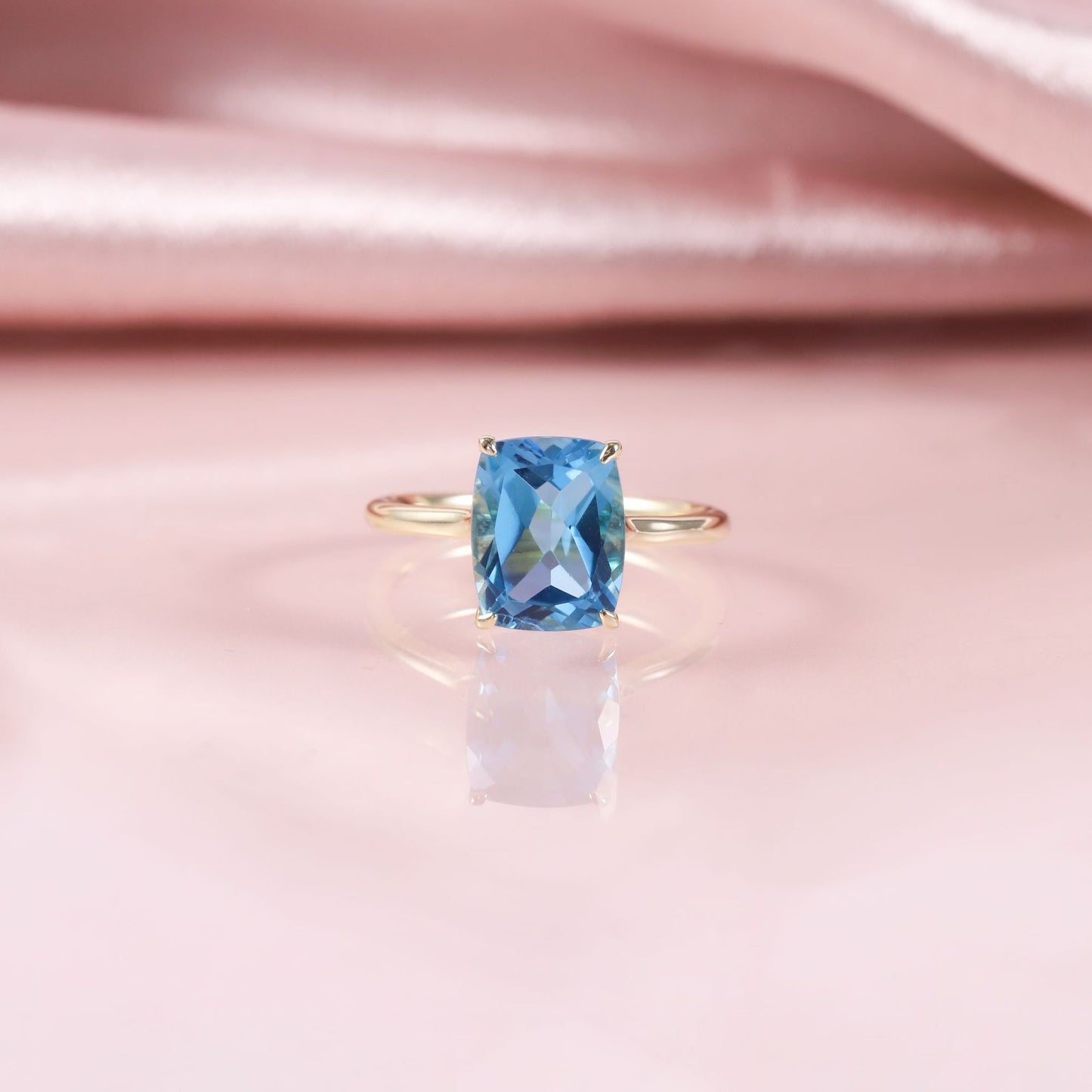 Large Gemstone Ring3Carat s925Sterling Silver Inlaid Natural Crystal Topaz Square Ring