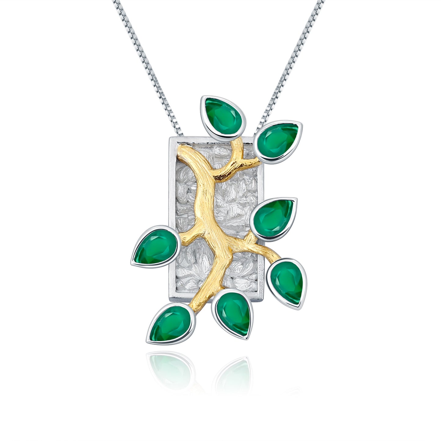 Designer Natural Topaz Pendant Floral Branch Jade Leaf High-end Design s925Silver Gemstone Necklace Pendant