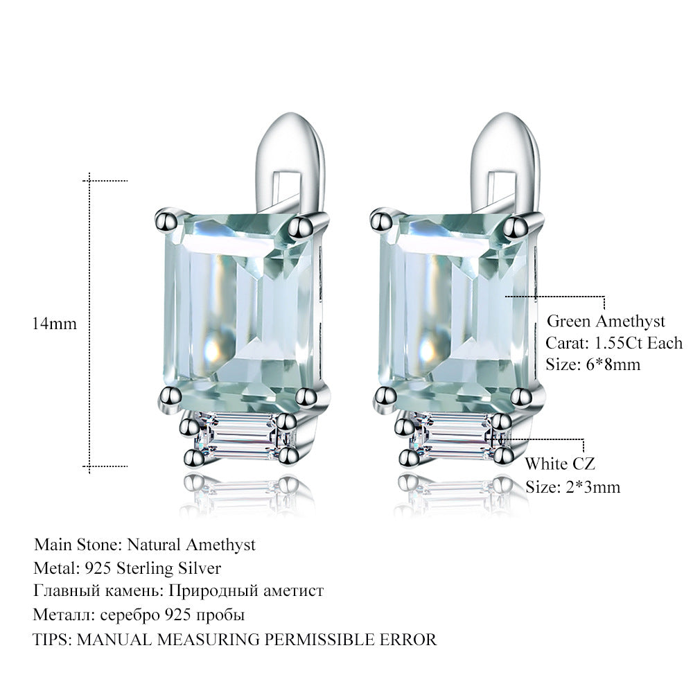 Affordable Luxury Fashion Simple and Natural Topaz Stud Earrings Temperament s925Silver Inlaid Natural Gemstone Earrings Earrings