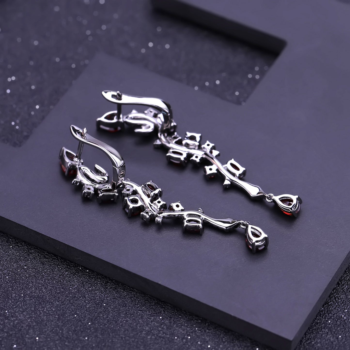Italian Craft Designer Earrings High-end Jewelry s925Silver Inlaid Natural Garnet Earrings