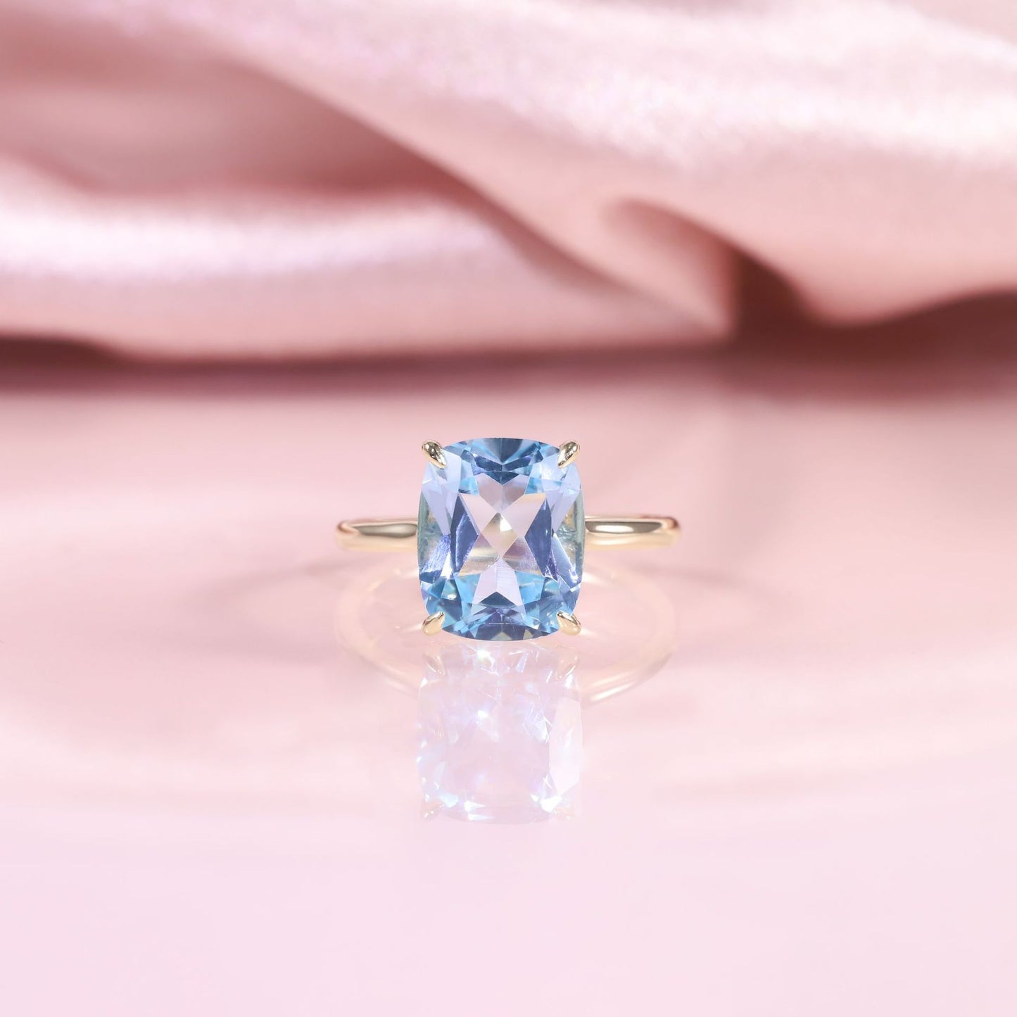 Exaggeration4Carat Ring s925Sterling Silver Inlaid Natural Amethyst Topaz Square Large Gemstone Ring