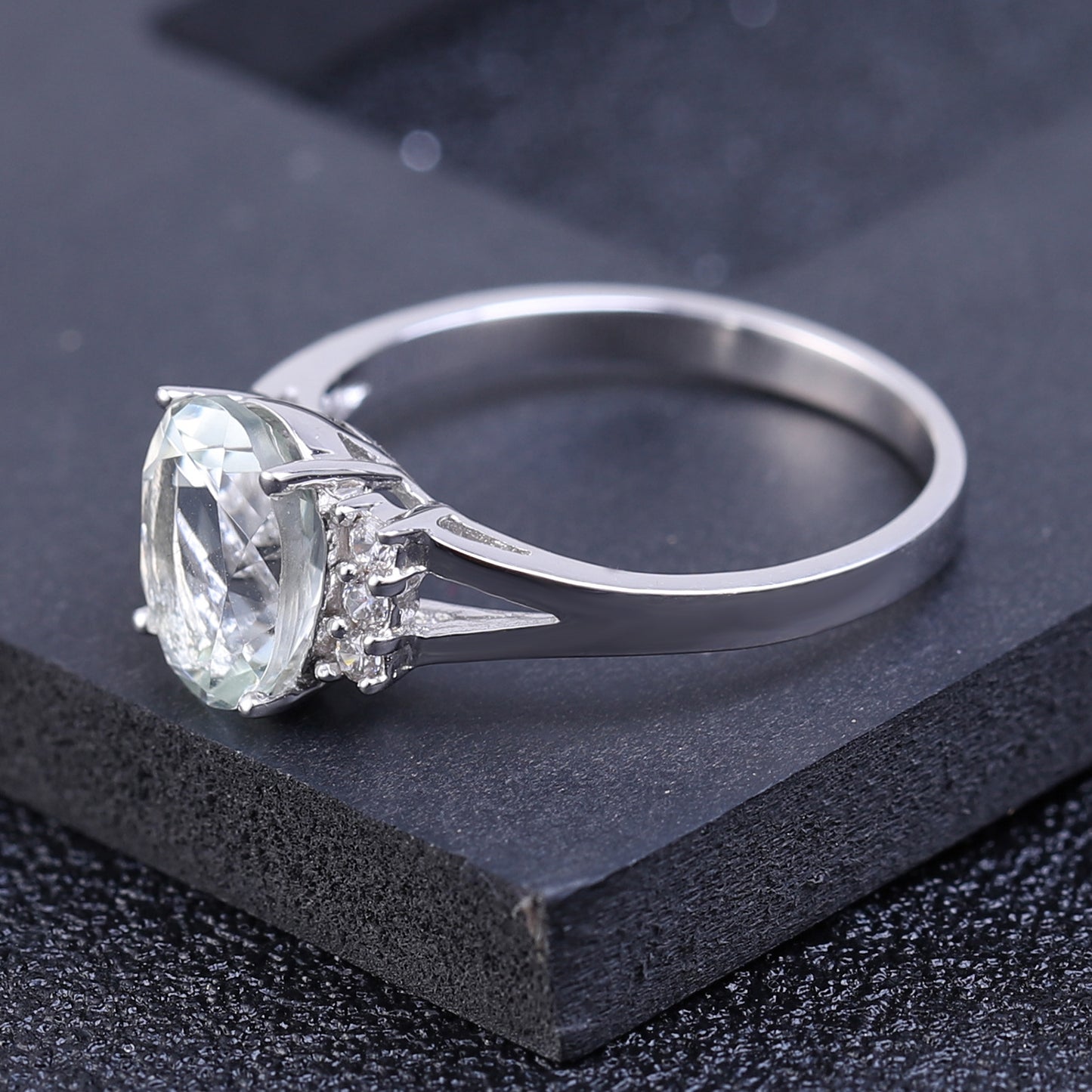 Manufacturer In-Stock Gemstone Silver Ring for Women Vintage Inlaid with Natural Stone s925Silver Crystal Ring