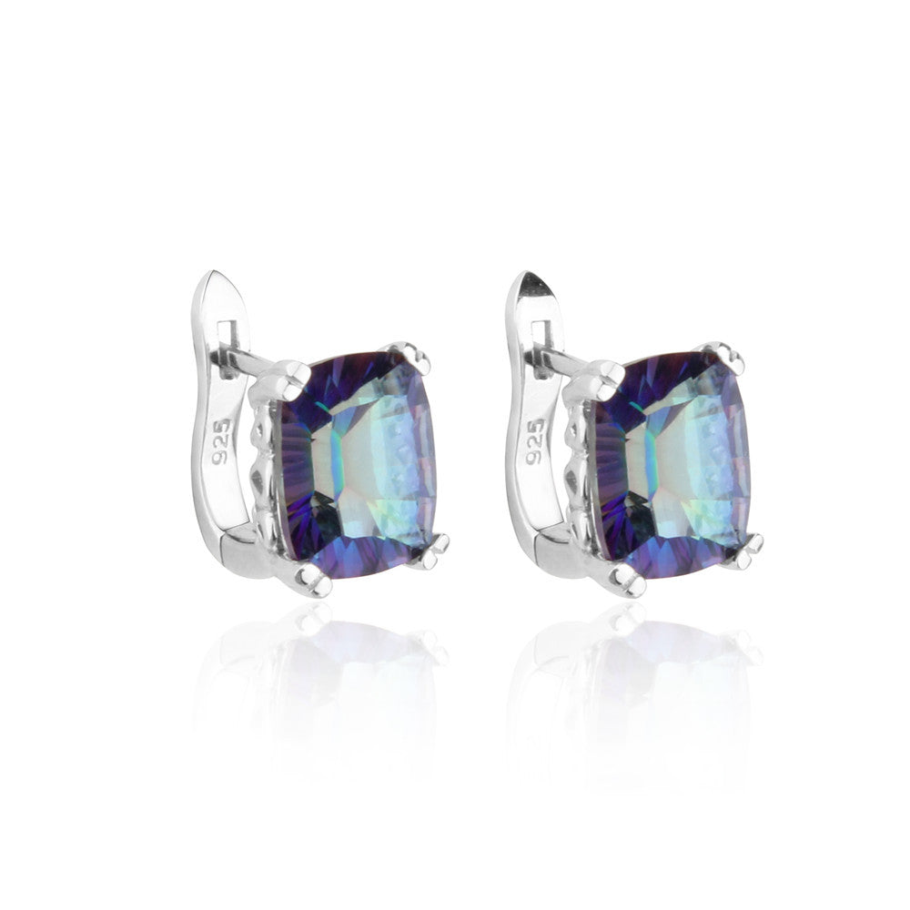 Luxurious Colorful Gemstone Stud Earrings Minimalist Fashion Personality s925Sterling Silver Inlaid Crystal Stud Earrings