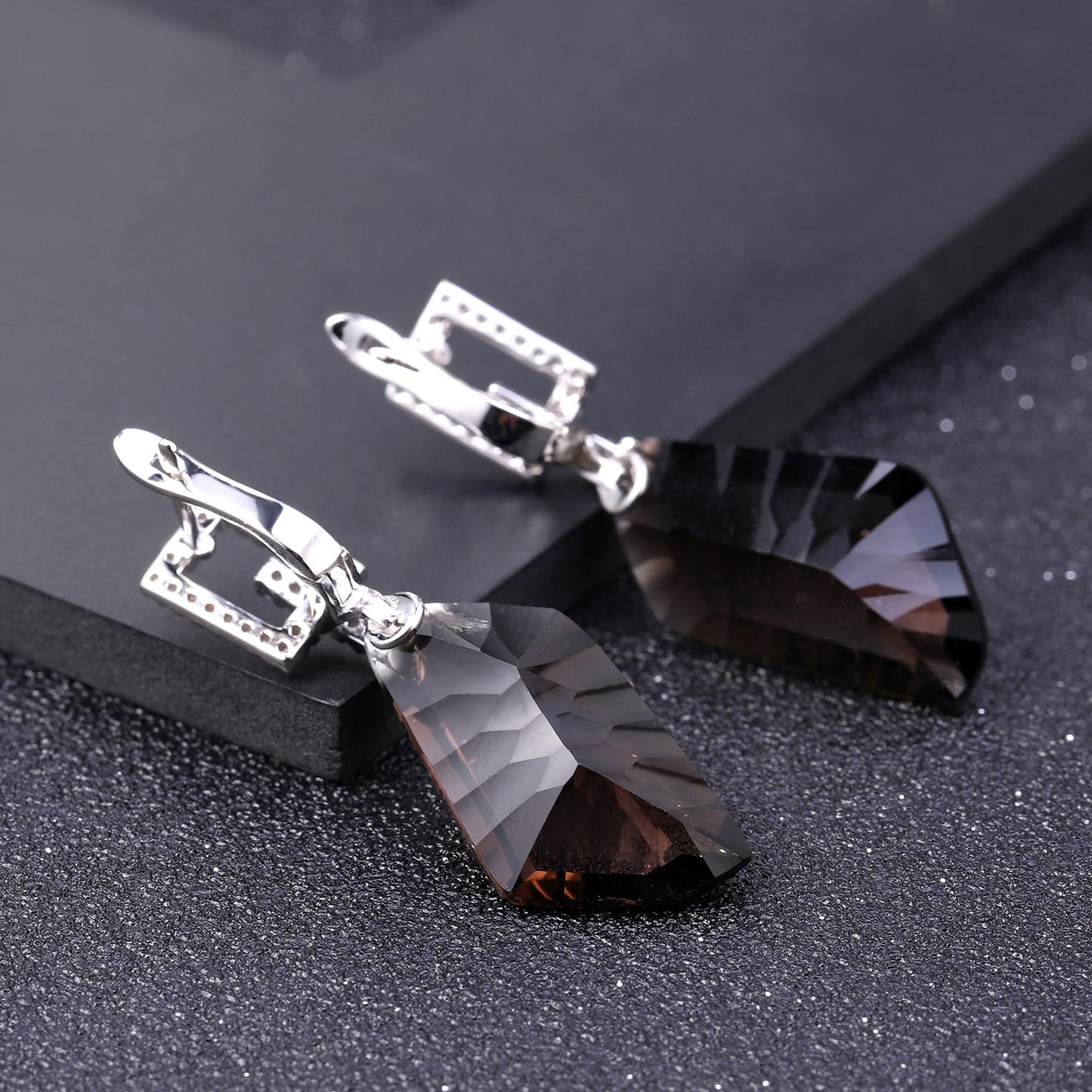 Luxurious High-End Natural Citrine Earrings Fashionable Design s925Silver Irregular Large Carat Natural Gemstone Earrings