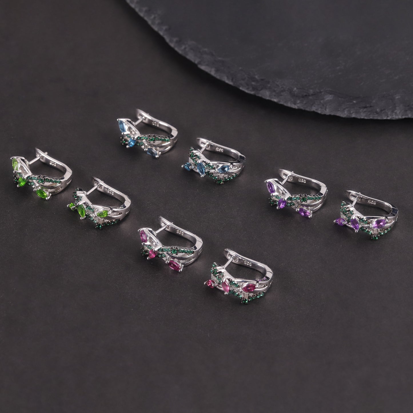 New Design Sense Natural Topaz Earrings s925Silver Cluster Garnet Peridot Amethyst Gemstone Earrings