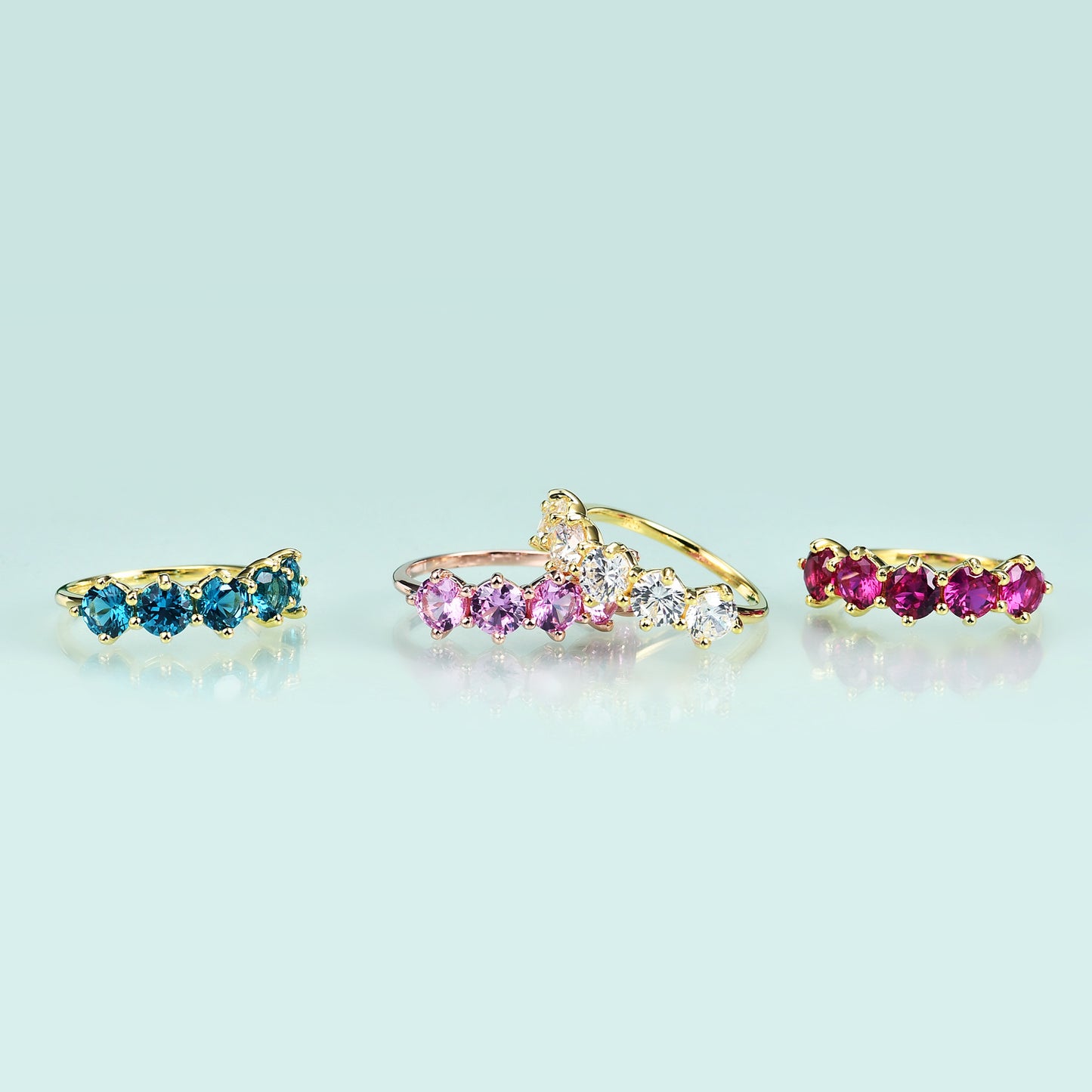 Jewelry S925Sterling Silver Inlaid5A Zircon Ring Set High-end Fashionable Light Luxury Gemstone Ring