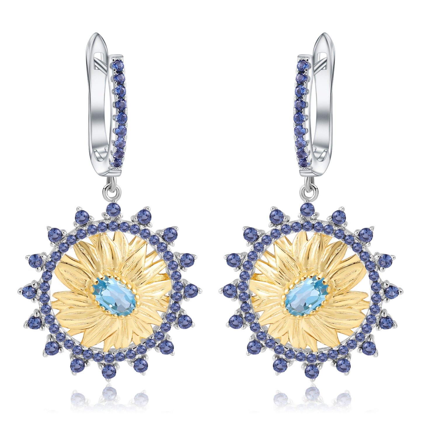 Italian Craft Designer Jewelry Earrings High-end Natural Style s925Sterling Silver Natural Topaz Earrings