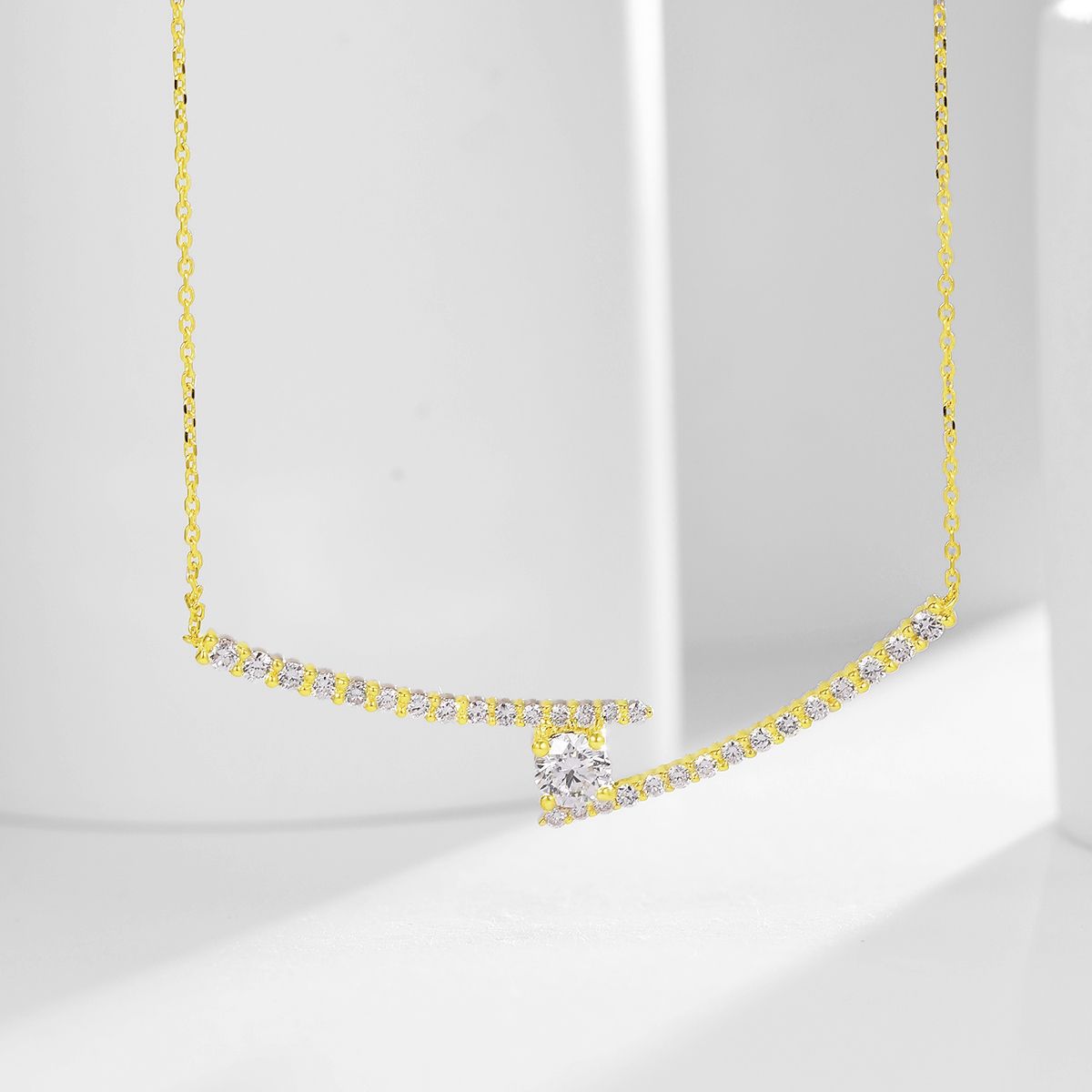 Irregular Fashion14k Gold Necklace with Cultivated Diamonds0.5Carat k Gold Platinum Collarbone Chain Personality for Women
