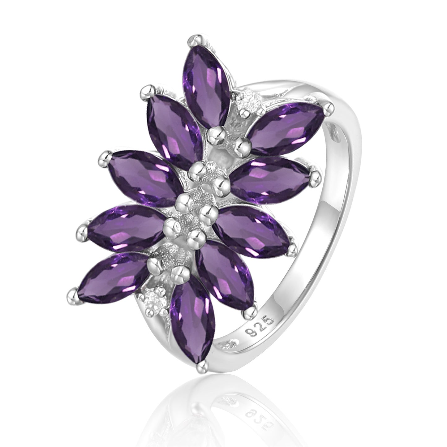 Unique Natural Topaz Ring s925Silver Tourmaline Garnet Peridot Gemstone Ring