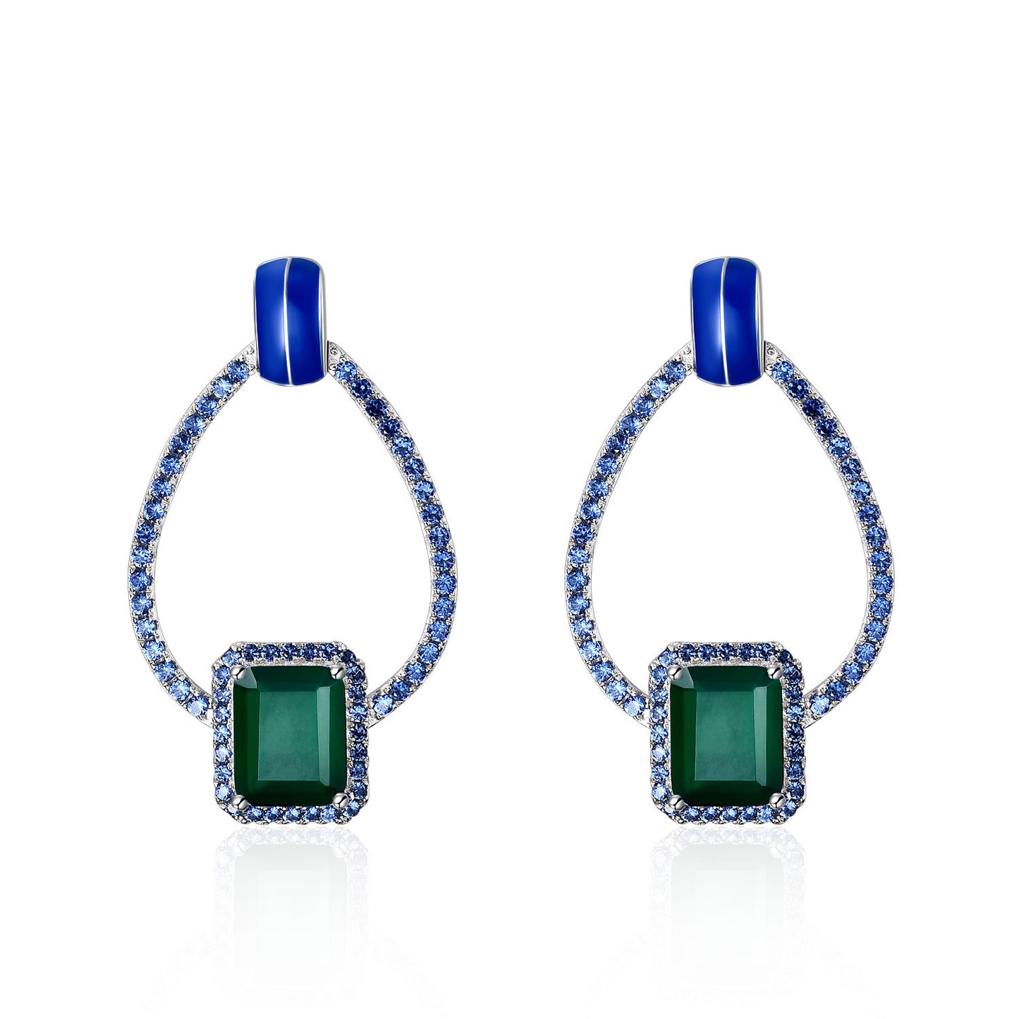 French Romantic Retro Style Designer Earrings s925Silver Inlaid Natural Gemstone Topaz Stud Earrings