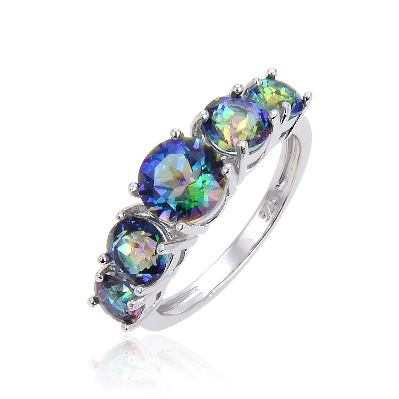 Factory Direct Supply Colorful Crystal Rings for Women Vintage Inlaid Natural Stone s925Silver Color Gemstone Ring