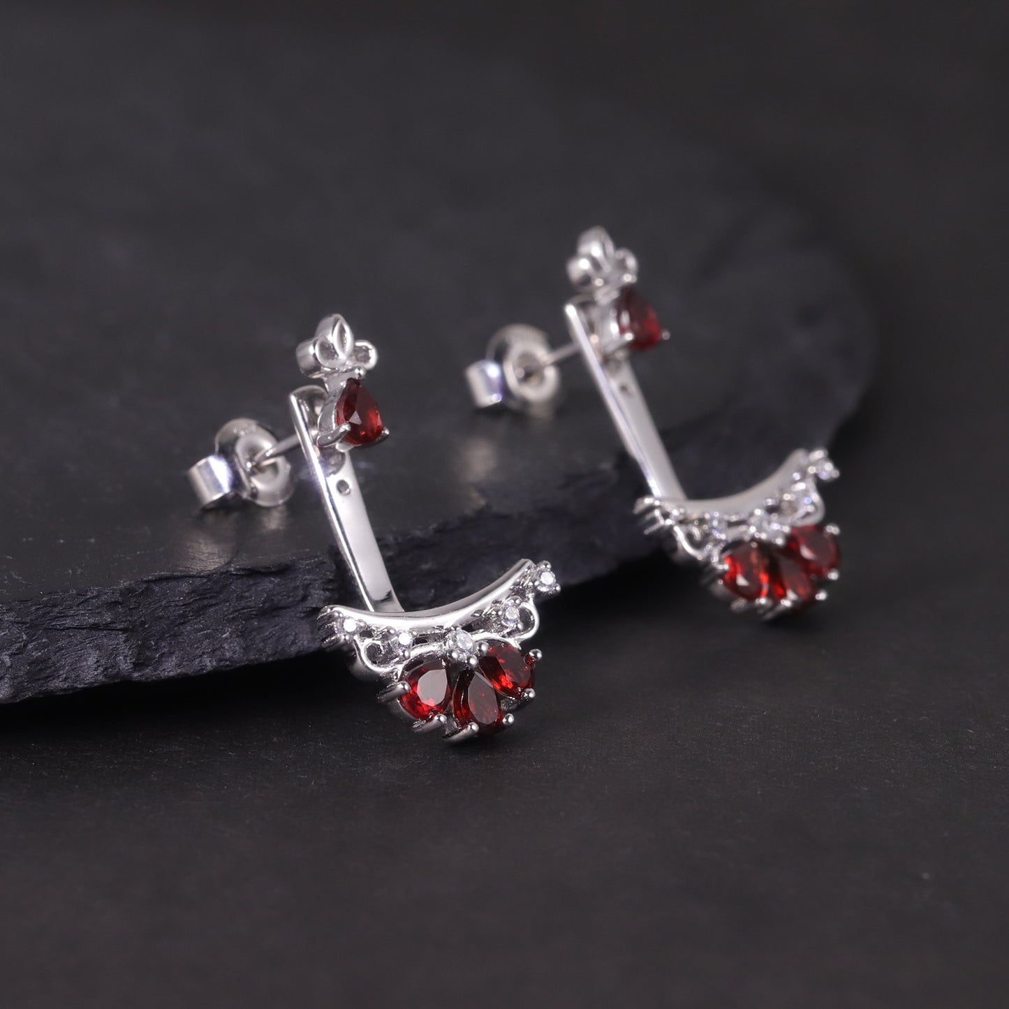 A dual-purpose gemstone earring s925Sterling Silver Inlaid Crystal Topaz Green Chalcedony Earrings Chinese Style Ear Jewelry