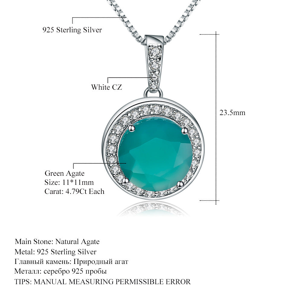 Light Luxury s925Silver Green Agate Pendant In Stock Direct Supply Fashion High-end Inlaid Natural Gemstone Necklace Pendant