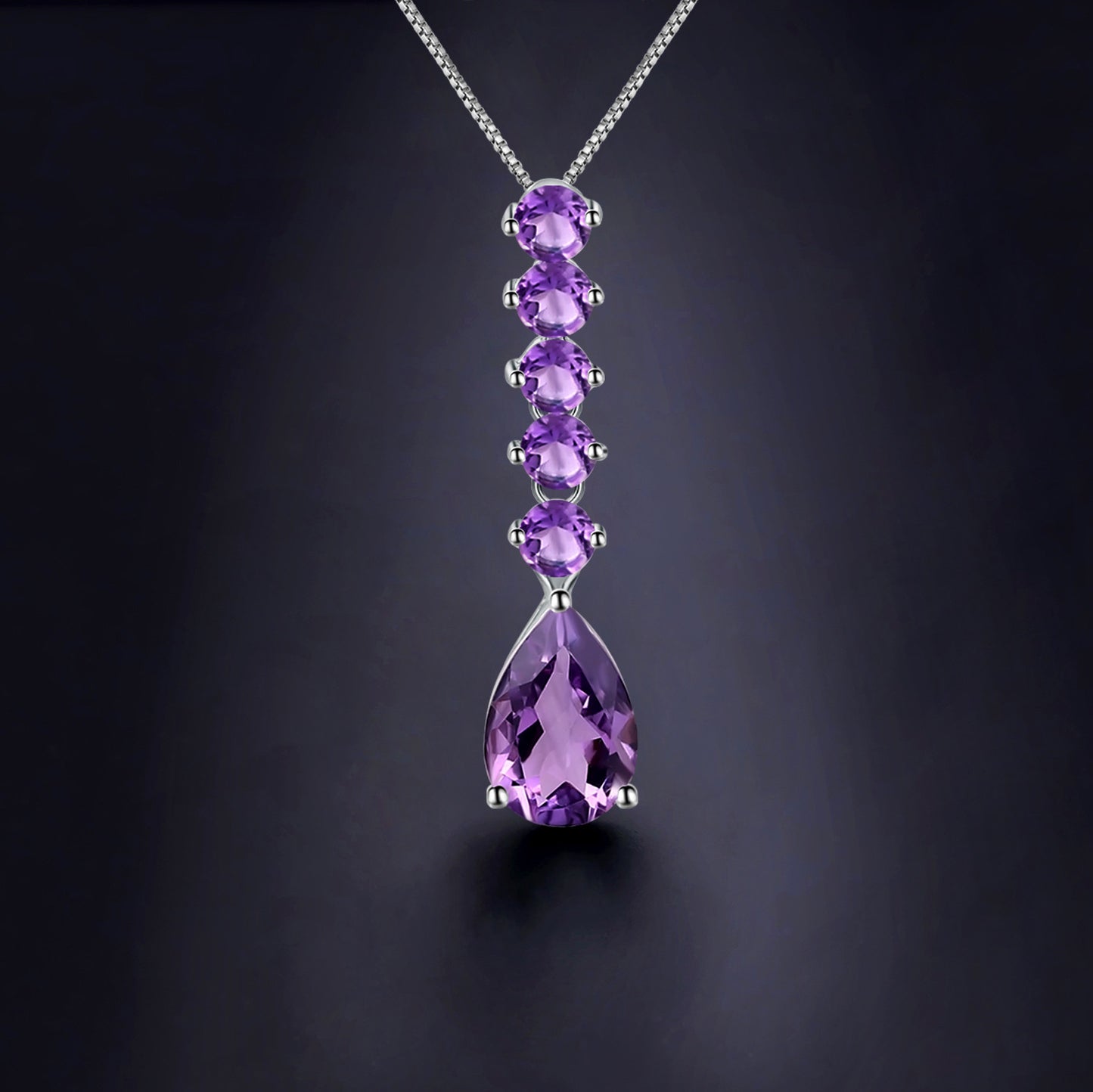 Luxurious High-End Natural Amethyst Pendant Supply s925Silver Inlaid Natural Gemstone Necklace Pendant