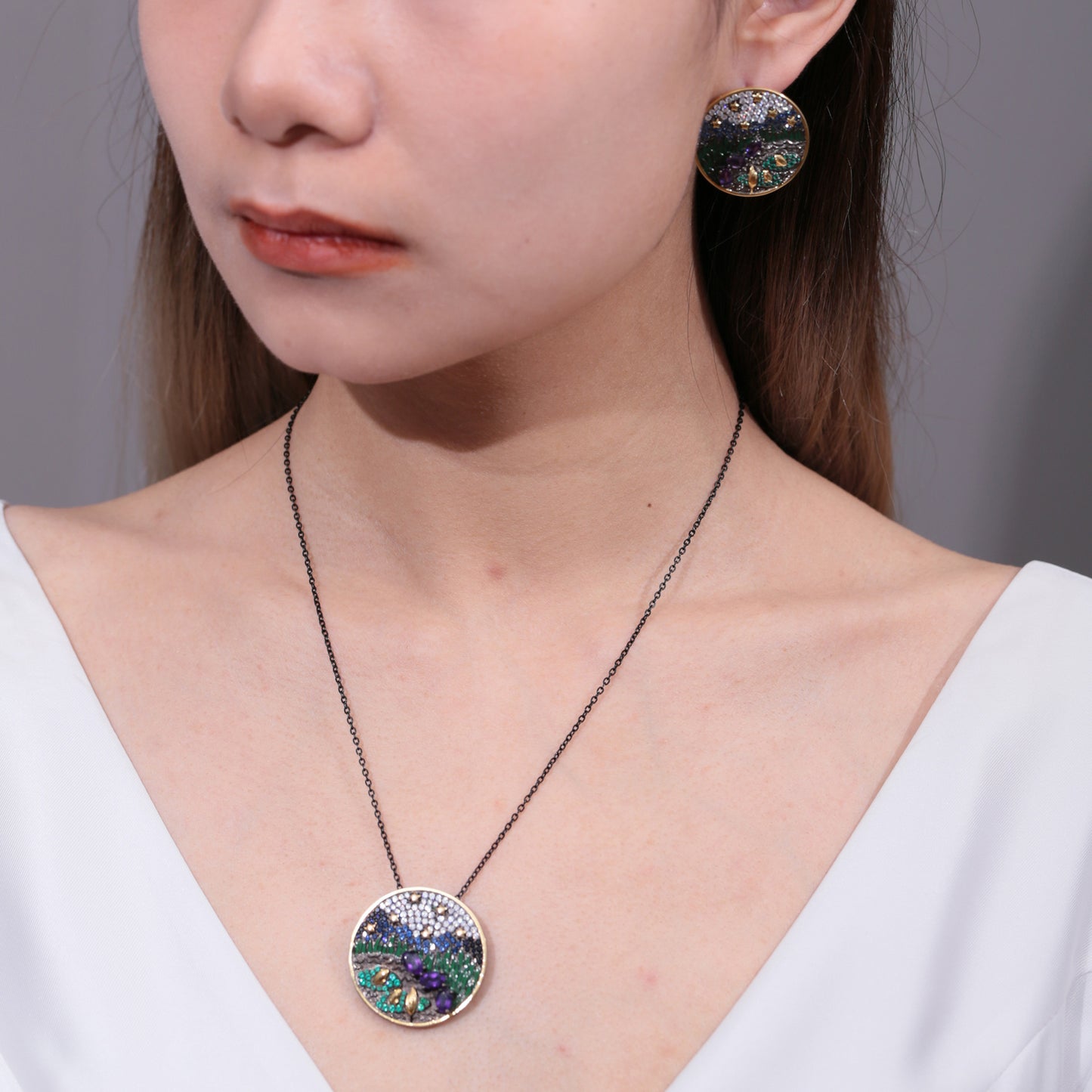 Natural Amethyst Pendant with a Niche High-End Feel925Sterling Silver Jewelry Original Design Gemstone Necklace