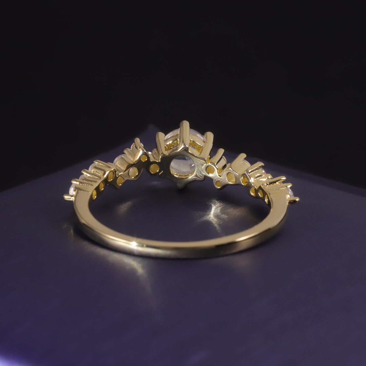 Fresh ins Natural Cream Blue Moonstone Ring S925Sterling Silver Inlaid White Gemstone Ring Wholesale