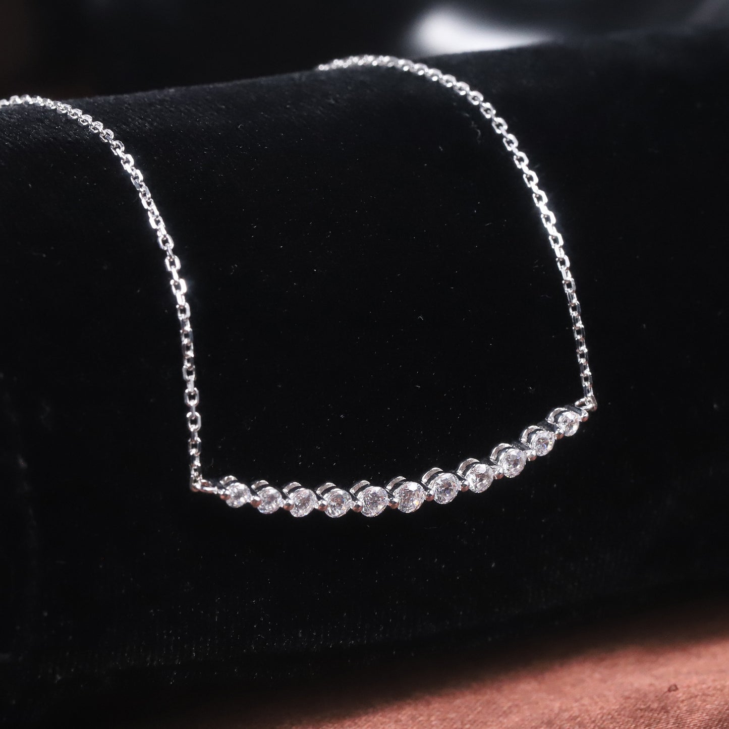 Cool Style Autumn Winter High-end One-word Clavicle Chain CVD/HPHT Lab-grown Diamond9/10/14/18k Gold necklace