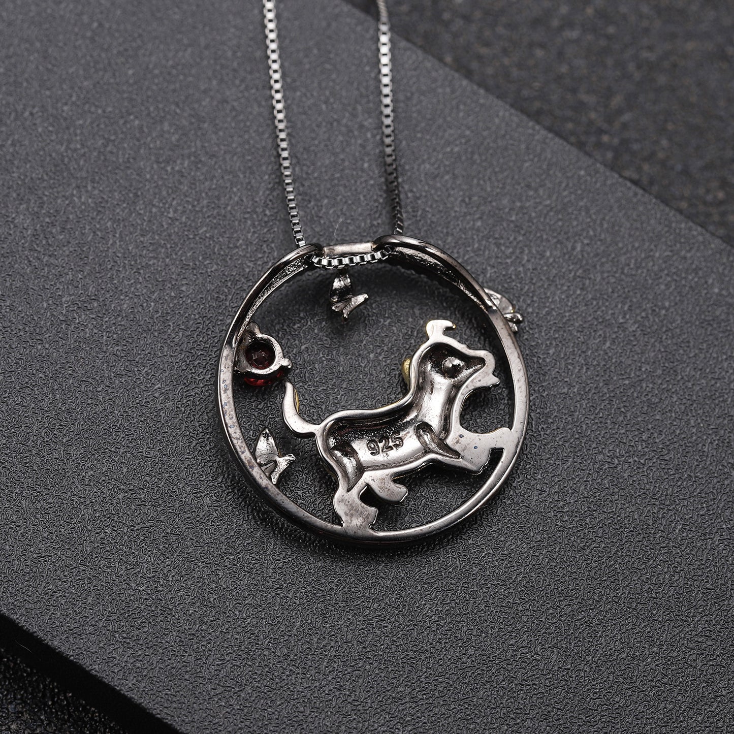 Designer Chinese Style Element Pendant Twelve Zodiac Series Dog 925Silver Natural Gemstone Necklace Pendant