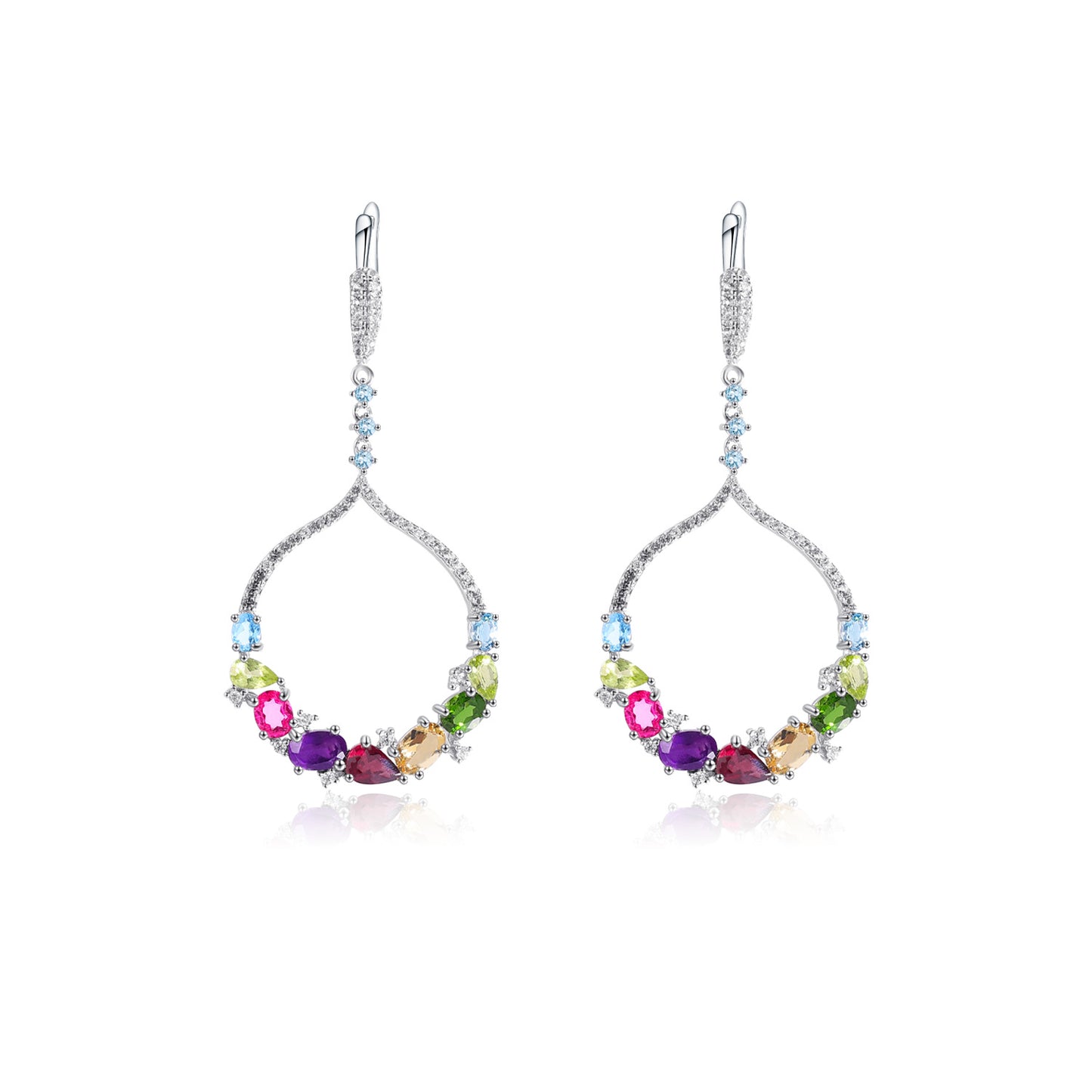 Exaggerated High-End Design Earrings Colorful Gemstone Earrings Natural Topaz High Aesthetic Value925Sterling Silver Earrings