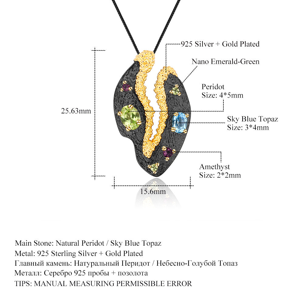 Italian Craft Designer Gemstone Pendant Vintage Style with a Sense of Sophistication925Silver Natural Gemstone Necklace Pendant