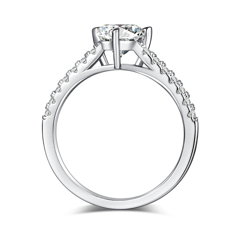 Fashion s925Sterling Silver Ring Inlay1Carat Moissanite Wedding Ring Fat Triangle Moissanite Ring Band GRA Certificate