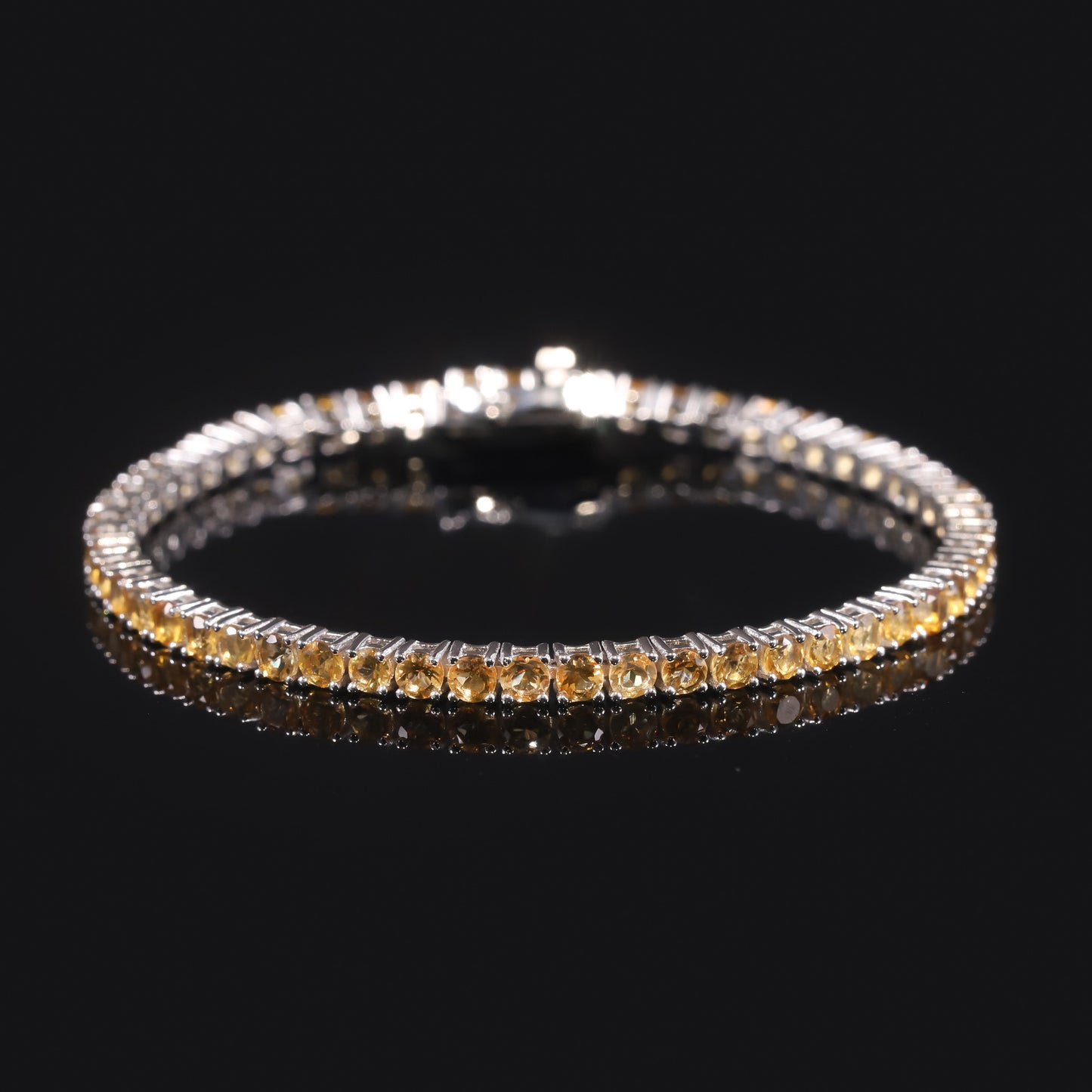 New White Topaz Tennis Bracelet3/4/5/6mm s925Sterling Silver Bracelet with Natural Yellow Crystal Gemstone