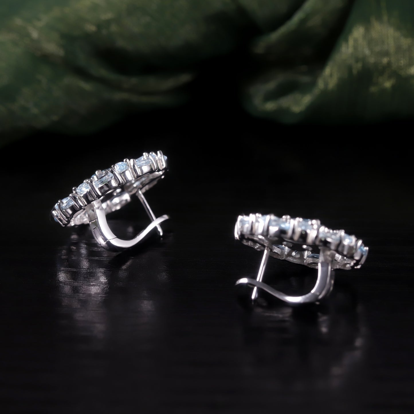 Hollow out ins Natural Topaz Earrings Ring Necklace s925Sterling Silver Light Blue Pendant Jewelry Set