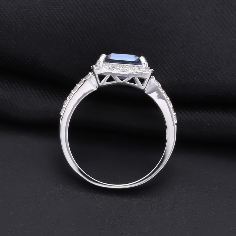 Factory Direct Supply Colorful Gemstone Ring for Women, Light Luxury, Simple and Fashionable Gemstone s925Silver Inlaid Crystal Ring