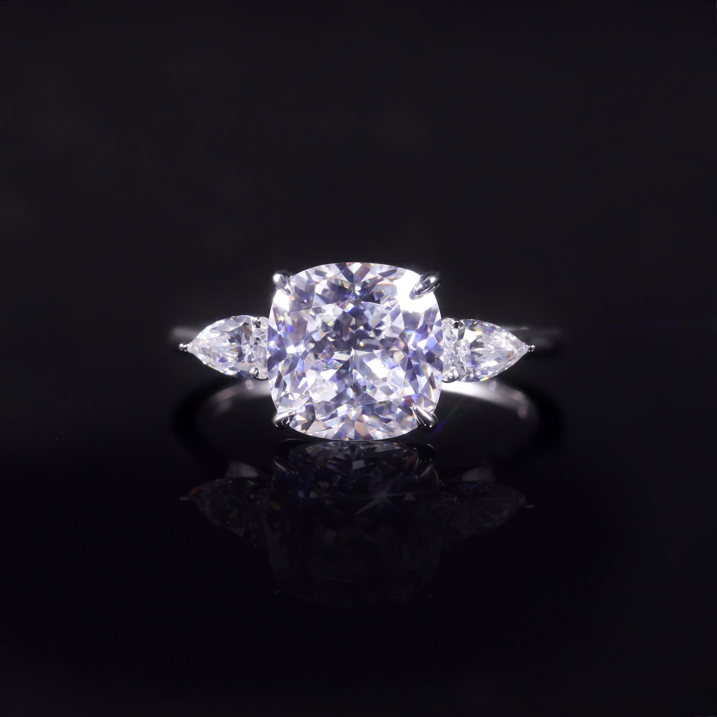 Luxury3Carat Ring Foreign Trade Fat Square s925Sterling Silver Moissanite Large Main Stone Ring for Women