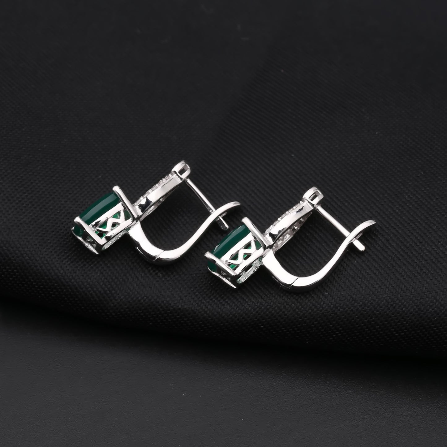 Natural Stone Green Agate Temperament Ear Studs Fashion s925Silver Plated Inlaid Gemstone Crystal Earrings Earrings