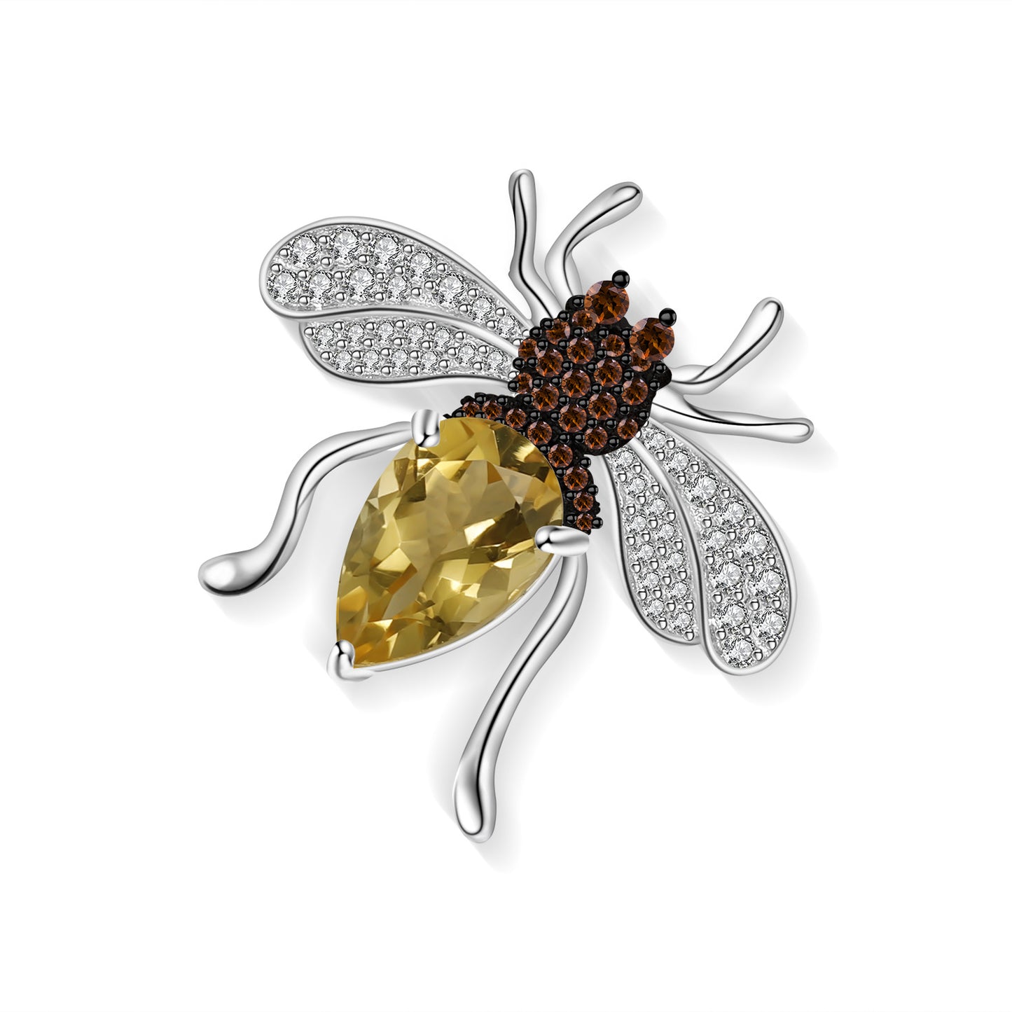Natural Amethyst Designer Brooch Spider Insect Design s925Sterling Silver Inlaid Natural Gemstone Brooch