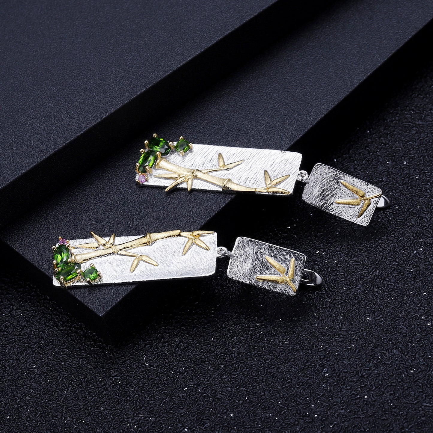 Natural Style Bamboo Gemstone Earrings S925Original Design Pure Silver Natural Translucent Topaz Amethyst Earrings