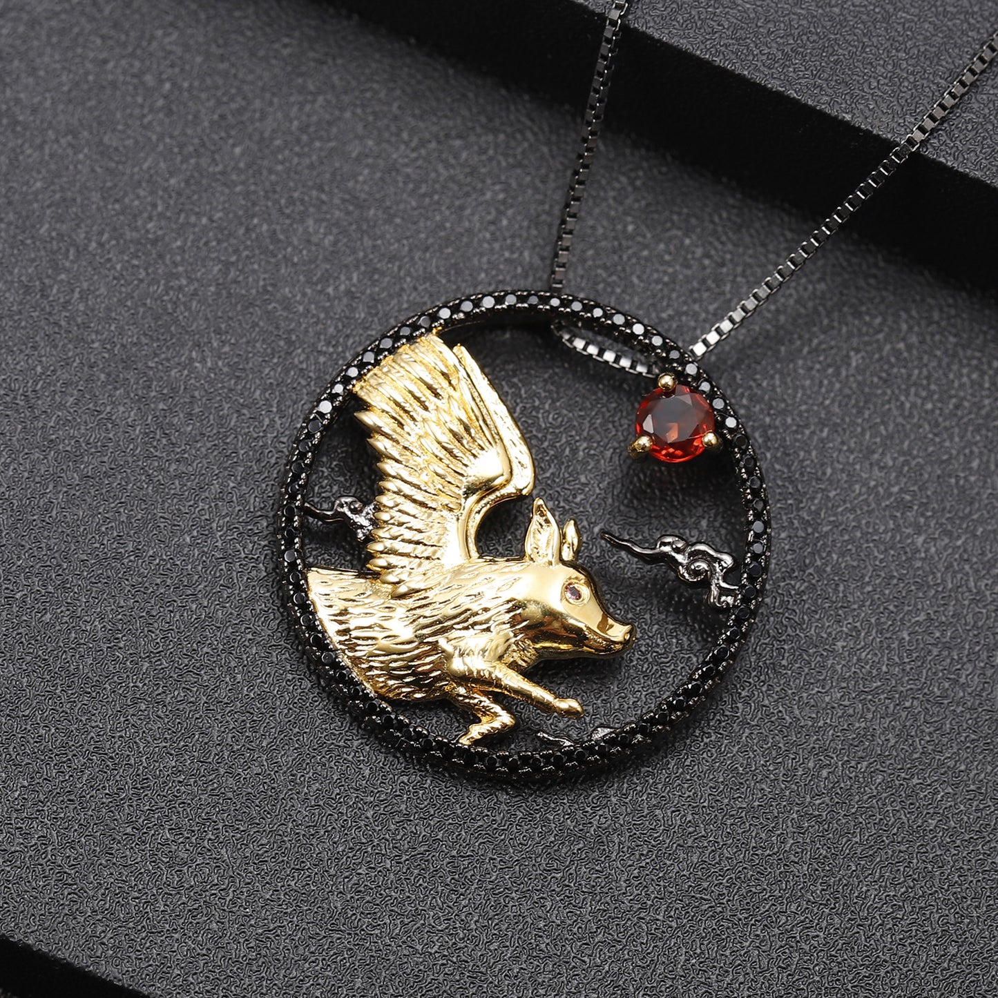 Designer Chinese Style Element Pendant Twelve Zodiac Series Pig 925Silver Natural Gemstone Necklace Pendant