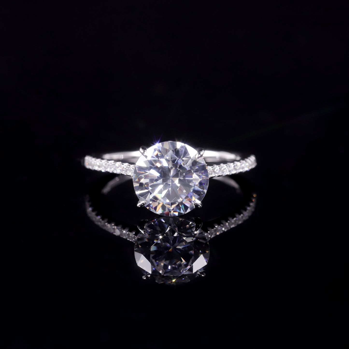 Seiko Quality Big Main Stone Ring s925Sterling Silver Ring with Moissanite2.5Carat Round Wedding Ring