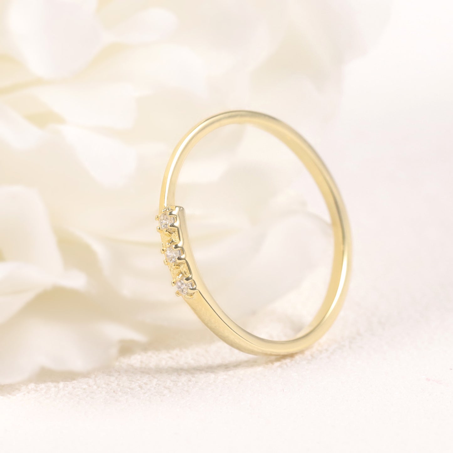 Minimalist Thin Gold Dawn Series Ring s925Sterling Silver Plated18k Gold Inlaid Moissanite Ring Wholesale