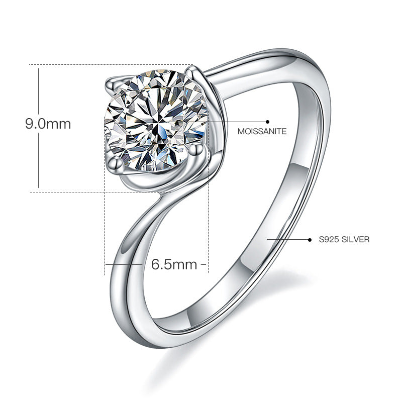 Bud Moissanite Ring D Color s925Sterling Silver Inlaid1Carat Moissanite Wedding Ring Hot Sale