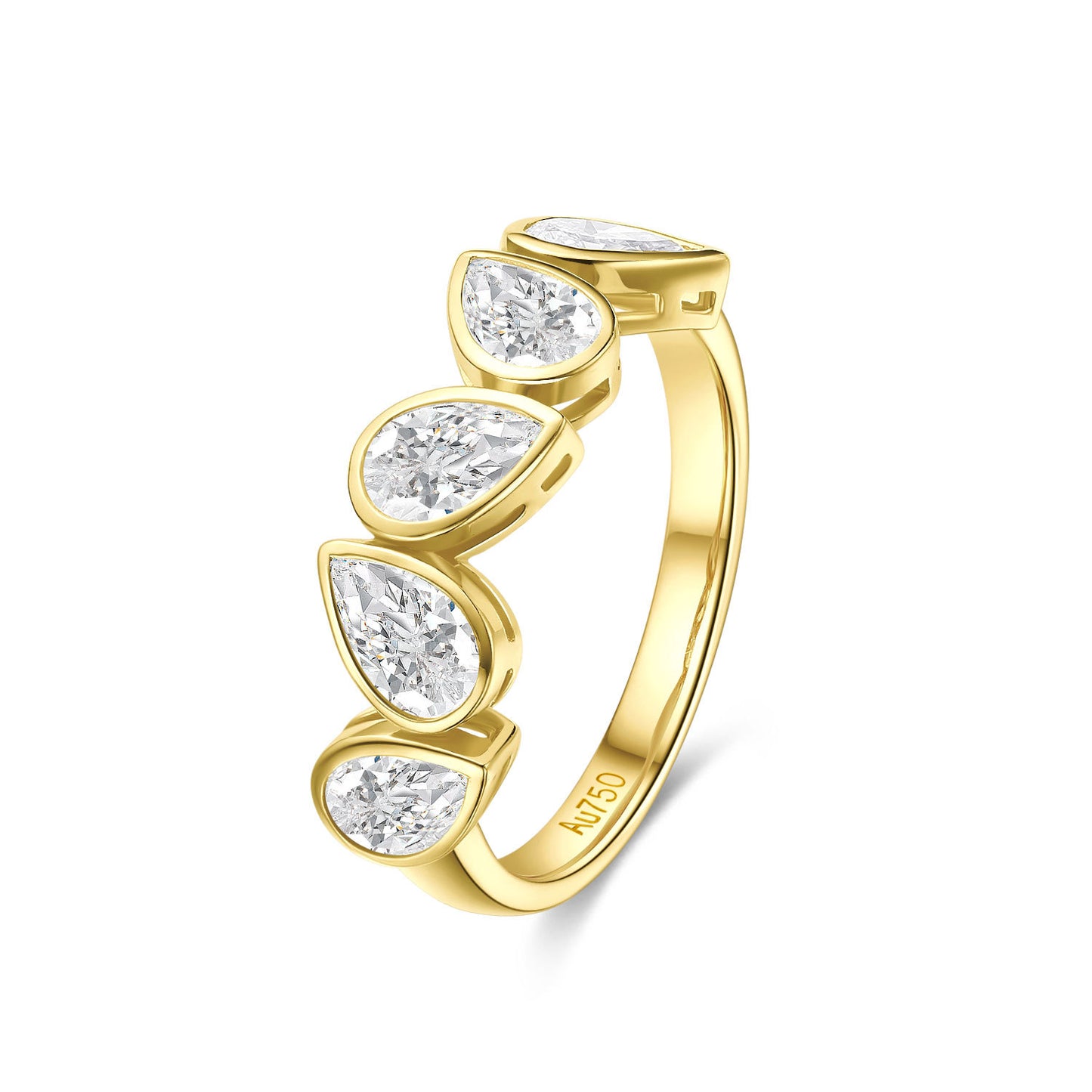 ins Wind9/10/14k Gold Ring with Small Diamond Inlay in Water Drop Shape18k Gold Inlaid Cultivated Diamond Ring Platinum Setting