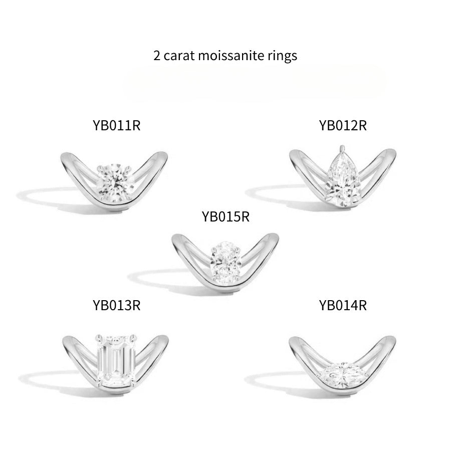 High Quality s925Sterling Silver Ring Wedding Band Direct Sale Low Price Source2Carat Moissanite Ring
