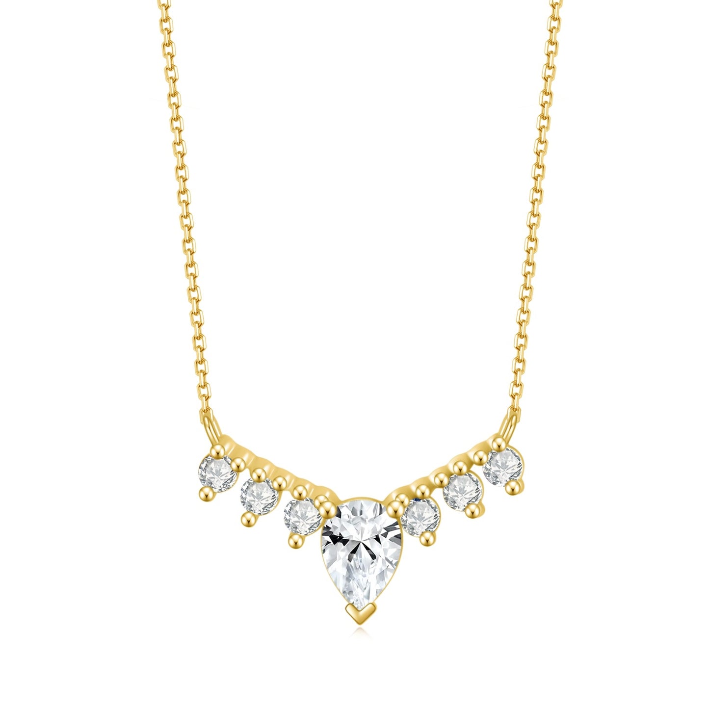 Jewelry S925Sterling Silver Inlaid Gemstone5A Zircon Fashion Light Luxury Elegant Gold Clavicle Chain Necklace Pendant