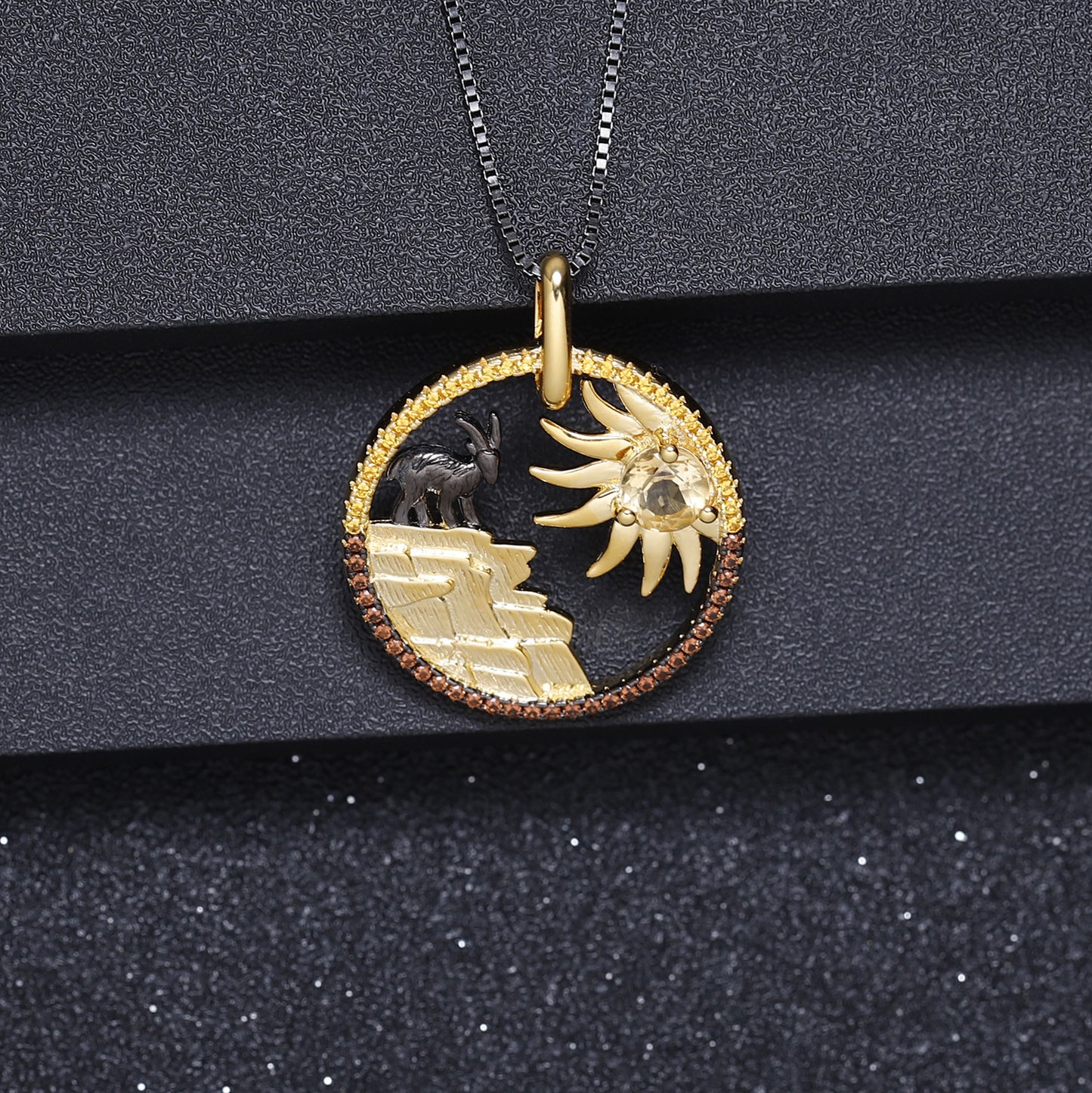 Designer High-Grade Gem Pendant Animal Nature Style Design925Silver Natural Yellow Crystal Necklace Pendant