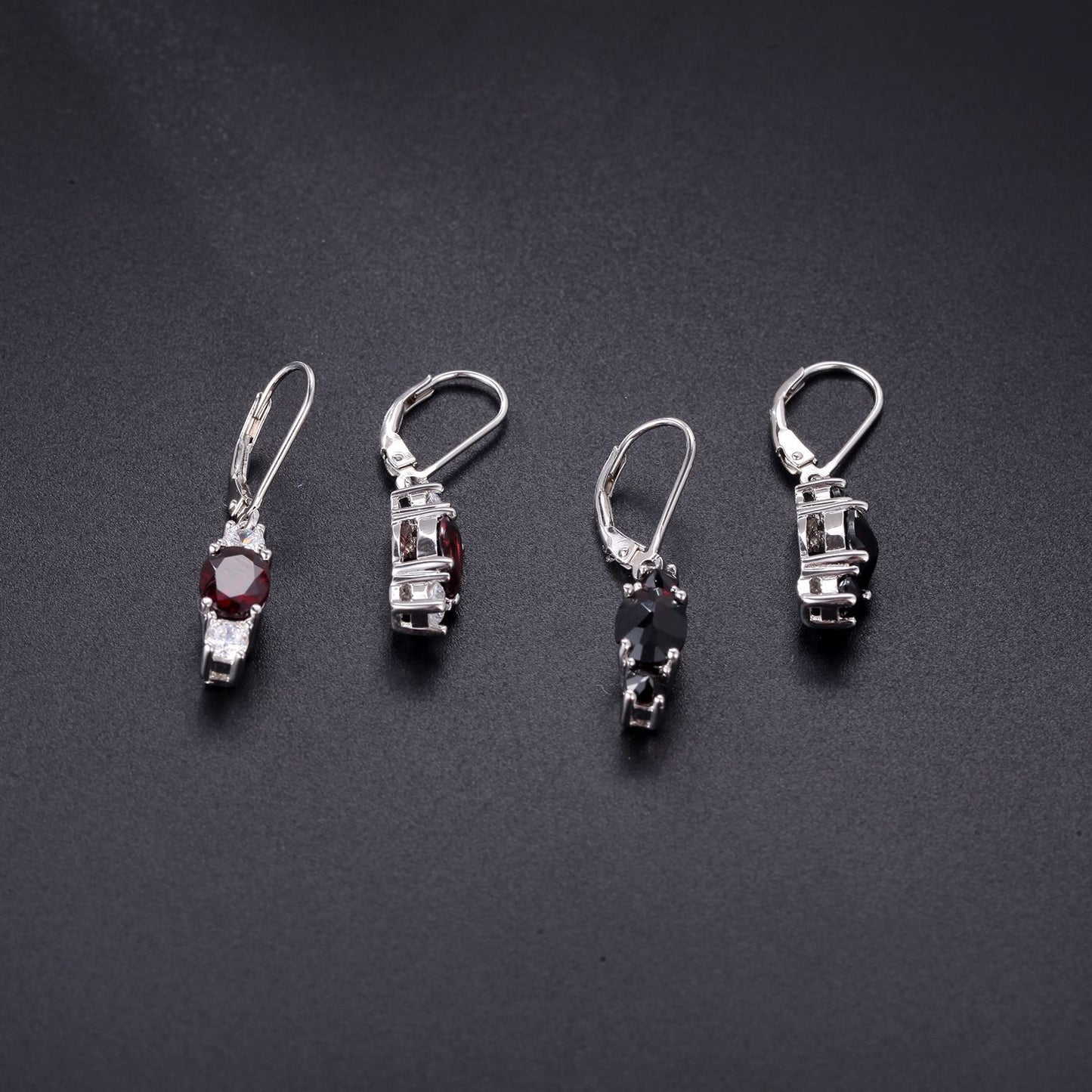 Factory Direct Supply Natural Gemstone Earrings Vintage Personality Inlaid with Garnet s925Sterling Silver Stud Earrings