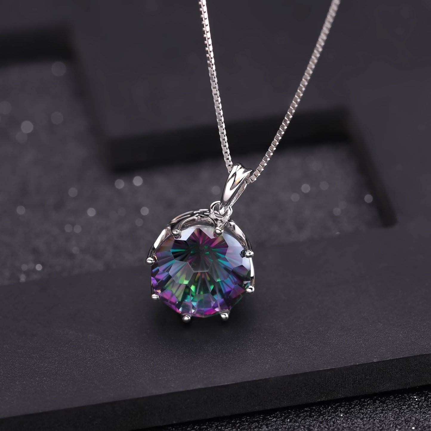 In-stock Direct Supply Colorful Gemstone Necklaces Fashionable and Trendy Personality s925Silver Inlaid Crystal Necklace Pendant