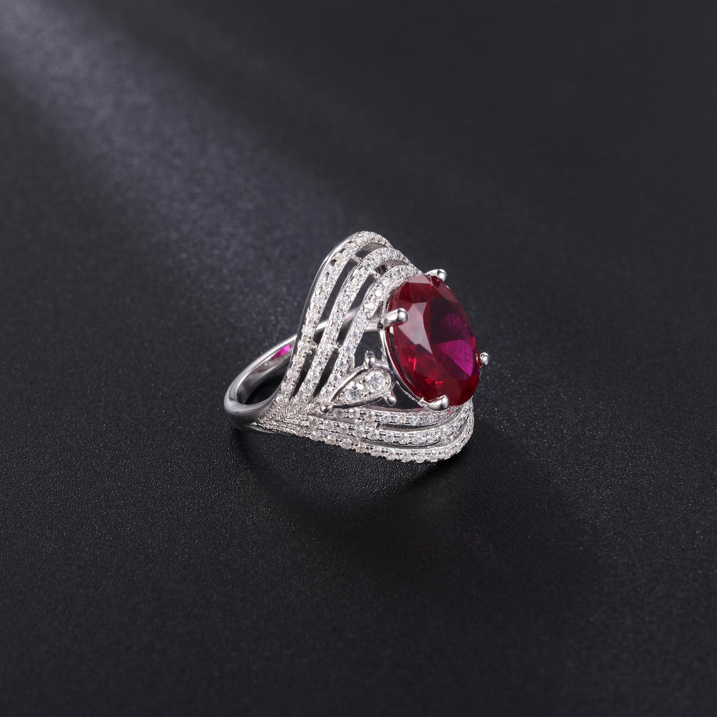 Luxurious Retro Style Colorful Crystal Ring with a Sense of Design and Fashionable Elegance s925Silver Inlaid Gemstone Ring