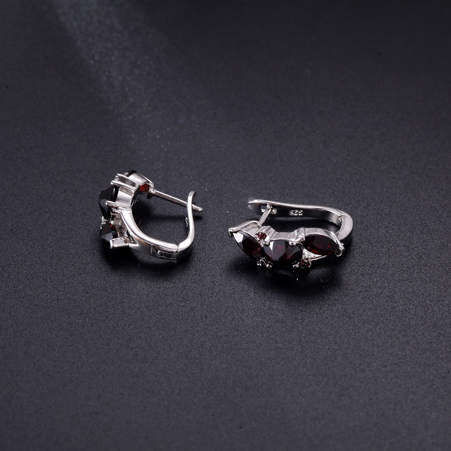 Niche Natural Topaz Earrings Multiple Gemstone Silver Ear Jewelry s925Sterling Silver Black Garnet Stud Earrings Early Spring Accessories